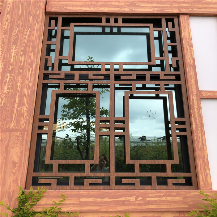 苏式园林窗花 直线曲线纹样装饰美观铝合金材质传统国风